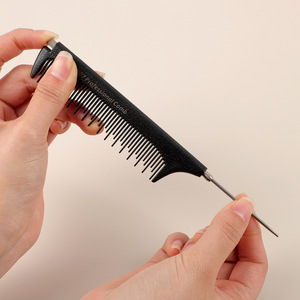 Professional Rat Tail Comb Large Steel Tooth Retractable Pointed Tail Salon Use - Product Image 1