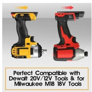 Soporte de Pared con Gancho Rectangular Negro de Alta Resistencia para Dewalt 20V Milwaukee M18 - Product Image 2