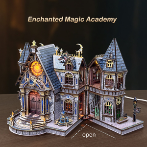 ปริศนาไม้ 3 มิติ สถาบันเวทมนตร์ พร้อมไฟ LED - ชุดประกอบเองขนาดเล็ก ของตกแต่งบ้าน ของขวัญสร้างสรรค์สำหรับผู้ใหญ่และวัยรุ่น - Product Image 4