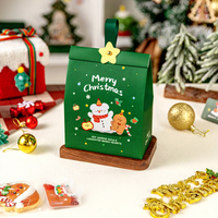 Sacs cadeaux de Noël pour biscuits, sacs en papier avec fenêtre, motif Père Noël et animaux, rabat avec sangle dorée et rivet pour boulangerie de fêtes