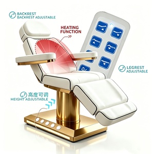 Table de massage électrique incurvée en cuir noir de luxe, moderne et personnalisable, pour salon de beauté, soins du visage et extensions de cils - Product Image 4