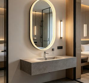 Modern LED Bathroom <b>Mirror</b> Oval Framed Illuminated <b>Vanity</b> <b>Mirror</b> Wall Mounted for Hotel Home - Product Image 1