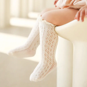 Chaussettes <span class=keywords><strong>de</strong></span> Noël Y-Z en coton peigné respirant à rayures, motif dessin animé mignon, pour bébés et enfants, avec volants, coupe décontractée - Product Image 1