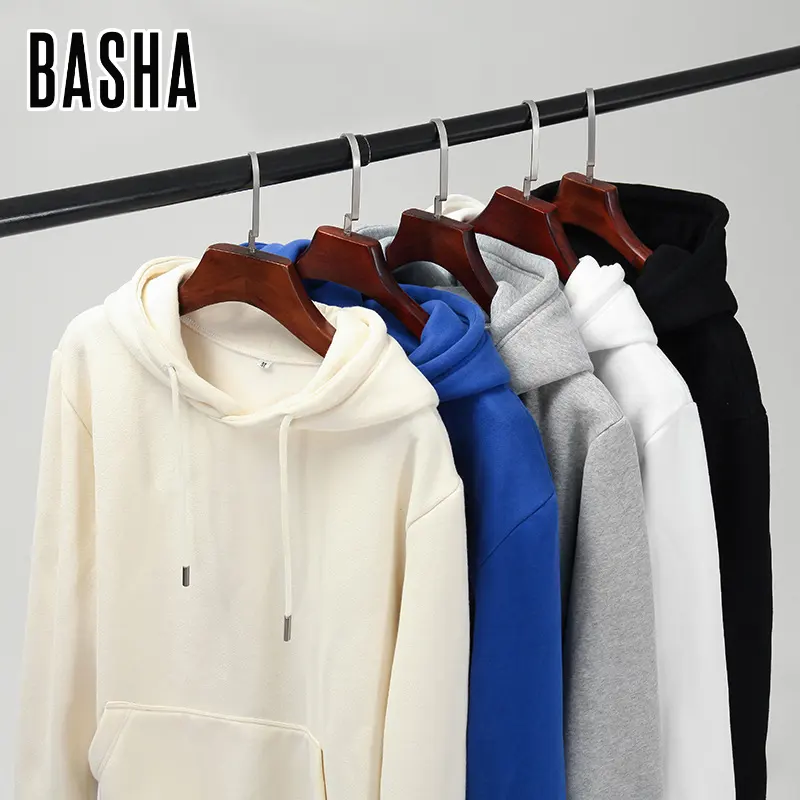 BASHAsports 330g autumn and winter popular hooded solid color cotton thick sweater men's long sleeve hoodie