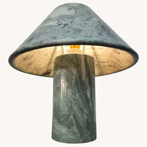 New Design Villa Decor Green Marble Table Light Marble Mushroom Desk Light Living Room Study Mushroom Table Lamp