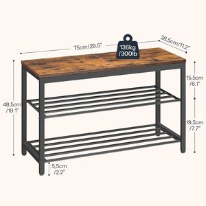 <b>Shoe</b> <b>storage</b> table, entrance workbench organizer, three-tier wall cabinet <b>shoe</b> rack, wrought iron <b>shoe</b> rack with wooden top. - Product Image 3