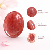 Pierre de méditation en quartz fraise naturel, polie, 45x35mm, pour massage de poche, cadeau