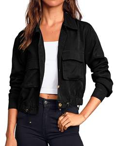 Chaquetas recortadas Safari para <span class=keywords><strong>mujer</strong></span> Abrigo <span class=keywords><strong>Anorak</strong></span> ligero de gran tamaño con botones y bolsillos - Product Image 5