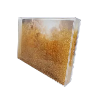 5*7 Heldere En Transparante Acryl Fotolijst Met Vloeibare Hars Glitter Ontwerp Voor Decor Souvenir Cadeau Voor Water Foto 'S
