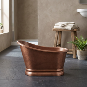 Baignoire ovale autoportante de luxe en cuivre patiné sans couvercle pour adultes - Artisanat indien - Product Image 1