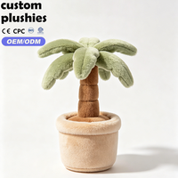 Peluche personnalisée Kawaii en forme de palmier tropical, jouet en peluche doux, simulation de cocotier en pot, poupée rembourrée avec des feuilles vertes pour les amateurs de plantes
