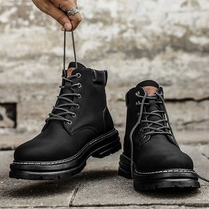 2025 New High Top Men's <b>Boots</b> Work Shoes Fashionable Yellow Leather <b>Boots</b> - Product Image 4