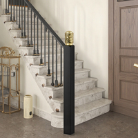 MEIXI Poteau d'escalier moderne de luxe léger - Noir, bois massif, alliage d'aluminium, personnalisable, garde-corps d'escalier DIY, garantie 1 an pour villa