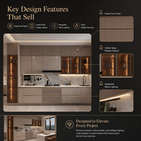 Armoires de cuisine modernes de luxe sur mesure, plan de travail en pierre, armoires de cuisine modulaires, éclairage LED, armoire de cuisine pour projet de villa