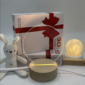 Notepad gỗ rắn LED đèn bàn USB Light-up bảng tin trẻ em Quà tặng phòng ngủ bầu không khí ánh sáng 3D ánh sáng ban đêm - Product Image 2