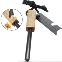 3/8 pouces d'épaisseur manche en pin naturel Kindle Fatwood Ferro Rod silex démarreur de feu avec gâche pour feu de camp extérieur
