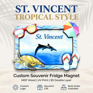 Aimant de réfrigérateur en MDF, souvenir de voyage de Saint-<span class=keywords><strong>Vincent</strong></span>, forme cadre photo 3D personnalisé, collectionnable, en vrac, usine SEDEX - Product Image 1