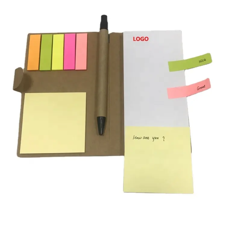 Almofada pegajosa da marca da impressão personalizada, bloco de notas e caneta de papelaria do diário com nota adesiva