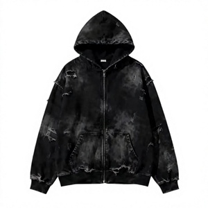 Sweat à capuche zippé pour homme, marron uni, doublé polaire, respirant, coupe classique, en coton tricoté, pour l'hiver - Product Image 2