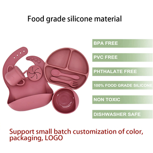 Bol à ventouse en Silicone souple pour bébé, ensemble de fourchette, cuillère, vaisselle antidérapante, plats d'alimentation pour enfants sans BPA - Product Image 3