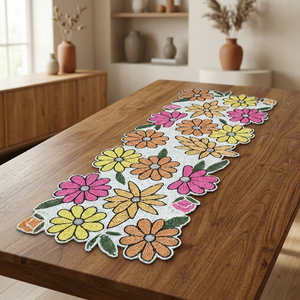 Camino de Mesa Bordado con Diseño Floral, Estilo Bohemio, Lavable, Decoración para el Hogar - Product Image 1