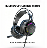 LDON 518 Earphone Gaming Berkabel Over-Ear Headset Mikrofon RGB Kulit Logam AAC Audiophile Suara Surround Tombol Latensi Rendah
