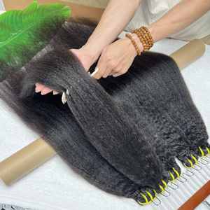 Holiday Hairstyle 12A Cuticule alignée <span class=keywords><strong>Cheveux</strong></span> bruts Couleur noire naturelle 100% <span class=keywords><strong>Cheveux</strong></span> vierges humains Kinky Straight Bundle pour utilisation en <span class=keywords><strong>salon</strong></span> - Product Image 4