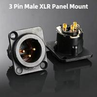 Connecteur XLR 4 broches mâle/femelle sur panneau, boîtier noir, broches plaquées or, bride de type D pour projecteur à tête mobile