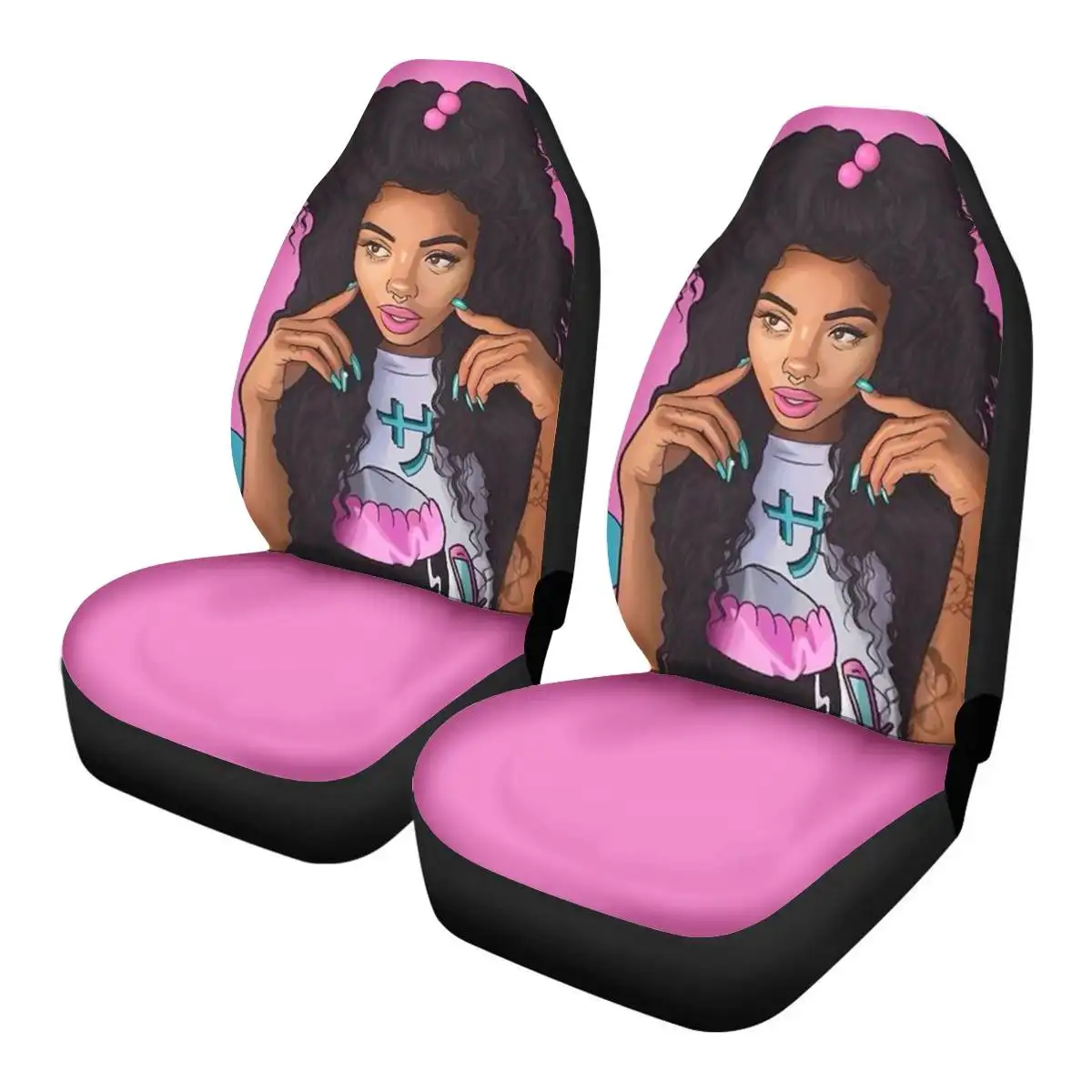 Kunden spezifische Sitzbezüge für Autos Universal Cheap sport Shoes chair Sitz bezug Sneakers Print Sitz Auto bezug Afro American Girl Pink XF