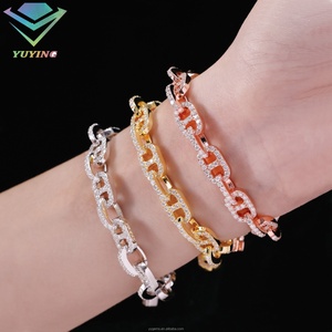 Bracelet infini tendance de 8 mm de large, serti de diamants, argent sterling S925, moissanite, bracelet pour homme et femme - Product Image 1