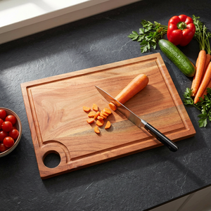 Planche à découper réversible en bois massif d'acacia, poignée antidérapante, compatible lave-vaisselle, logo personnalisé, planche à découper de cuisine, vente en gros - Product Image 2