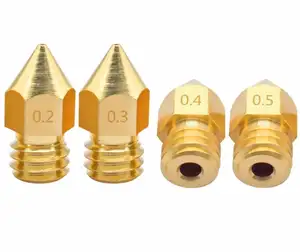 3D Printer Parts Factory Wholesale 50pcs 0.2 0.3 0.4 0.5 0.6 0.8 1.0mm MK8 Nozzle 3D Printer Brass Nozzles Extruder