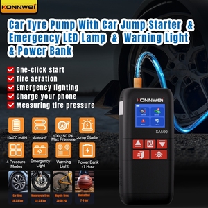 <span class=keywords><strong>Pompe</strong></span> à pneus numérique à écran couleur KONNWEI SA500 avec démarreur de voiture 12V 10400mAh, booster de batterie et batterie externe - Product Image 1