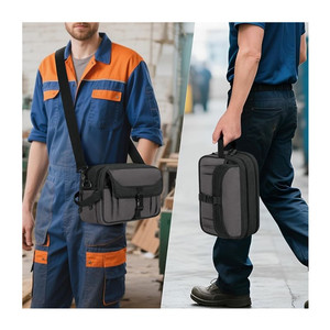 Factory Wholesale ODM PU <b>Small</b> Size Double-Layer Heavy-Duty Zipper Tool <b>Backpack</b> with Shoulder Strap for Practical Storage - Product Image 2