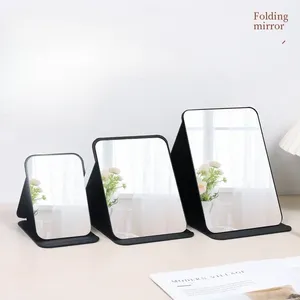 Espejo de Maquillaje Plegable de Acero Inoxidable Portátil de Alta Calidad, de un Solo Lado, Creativo, para Mujer, de Color Sólido, con Función de Escritorio - Product Image 3