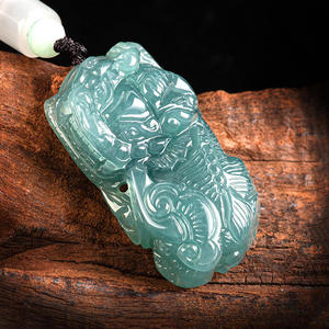 Colgante de Jadeíta Natural Pixiu, Jade Azul Agua, UNISEX, Bestias Míticas, Estilo Chino, con Certificado de Tasación PX39 - Product Image 1