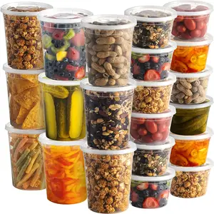 Vente en gros 900ML/ 32OZ Rond Transparent Jetable En Plastique PP Micro-ondes Effectuer Stockage Des Aliments Récipient À Soupe