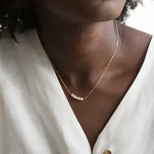 Collier de perles Zooying Choisissez 1-7 perles pour un cadeau significatif Collier de perles délicat ou chaîne de superposition 14k Gold Fill collier