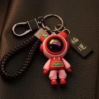 Porte-clés en silicone Ours Couple Mignon, Pendentif de voiture en plastique, Décoration de sac à dos de dessin animé, Petit breloque créatif et délicat