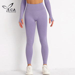 Ropa atlética personalizada para <span class=keywords><strong>chicas</strong></span>, pantalones de Yoga Lifting de cadera, mallas lisas de cintura alta de longitud completa, mallas sin costuras - Product Image 4