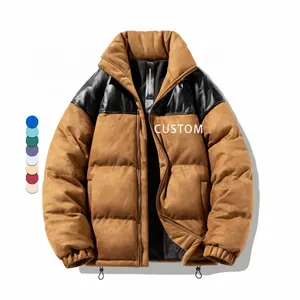 OEM Custom Design Outdoor Warm Utility Bubble Coat Clothes Custom Winter Suede Puffer Jacket For Men