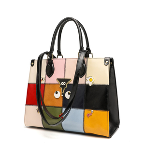 Borsa Tote in Stile Retrò, Trendy con Blocchi di Colore, Indossabile <span class=keywords><strong>a</strong></span> <span class=keywords><strong>Mano</strong></span> o <span class=keywords><strong>a</strong></span> Tracolla, Spaziosa Borsa per lo Shopping 2946 - Product Image 2