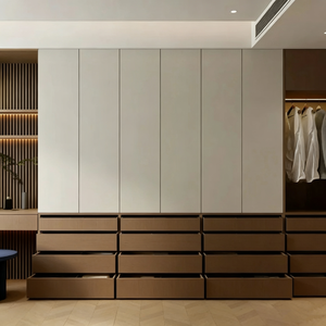 Armoire de chambre moderne sur mesure en bois massif avec tiroirs et coiffeuse intégrée <span class=keywords><strong>pour</strong></span> rangement et présentation, durable - Product Image 1