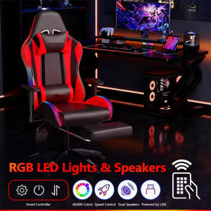 Chaise de jeu LED rose RGB, chaise inclinable de massage personnalisée, dossier haut, accoudoirs articulés, <span class=keywords><strong>angle</strong></span> réglable, chaise de <span class=keywords><strong>bureau</strong></span> pour ordinateur - Product Image 3