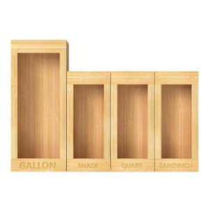 2022 Hot-sellining Bamboo Ziplock Bag Storage Organizer and Dispenser for Kitchen Drawer Food Storage Bag Holder Organizer