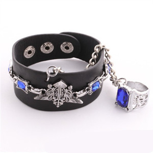 Bracelets en cuir punk avec logo de l'œil d'Otto de l'anime <span class=keywords><strong>Kuroshitsuji</strong></span>, accessoires de cosplay, cadeaux unisexes hip-hop - Product Image 3