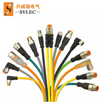 Connecteur de câble automobile SVLEC M12 série DIN, 3-17 broches, mâle droit, code B/D, plastique PVC/PUR, longueur 10m