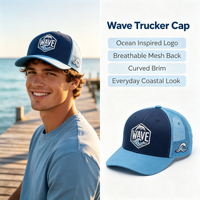 Gorra Trucker Personalizada Vintage con Logotipo de Delfín y Olas, Estilo Costero, para Vacaciones, Aire Libre, Unisex, de Malla, OEM ODM