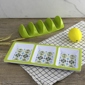 Fábrica SEBEST, venta al por mayor, personalizado, Taco Dip, 3 secciones, placa dividida <span class=keywords><strong>de</strong></span> <span class=keywords><strong>melamina</strong></span>, División <span class=keywords><strong>de</strong></span> plástico ecológica - Product Image 1