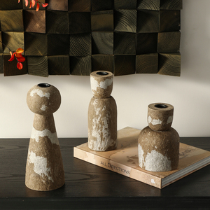 Umweltfreundlicher Rustikaler Holz-Kerzenhalter im Wabi-Sabi-Stil Handgefertigter Weihnachts-Kerzenständer für Heim- und Hoteldekoration Kunsthandwerk - Product Image 1